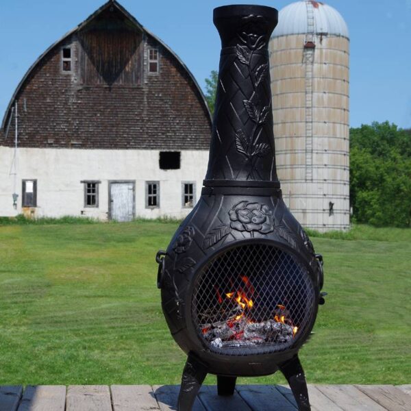 The Blue Rooster Rose Chiminea Charcoal