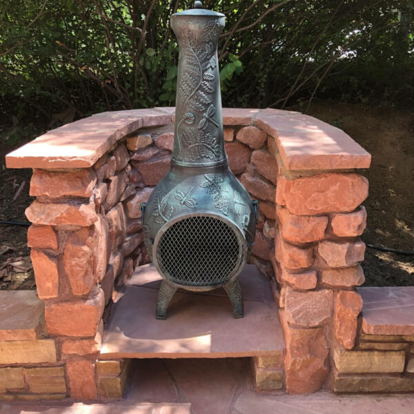 dragonfly chiminea green accent