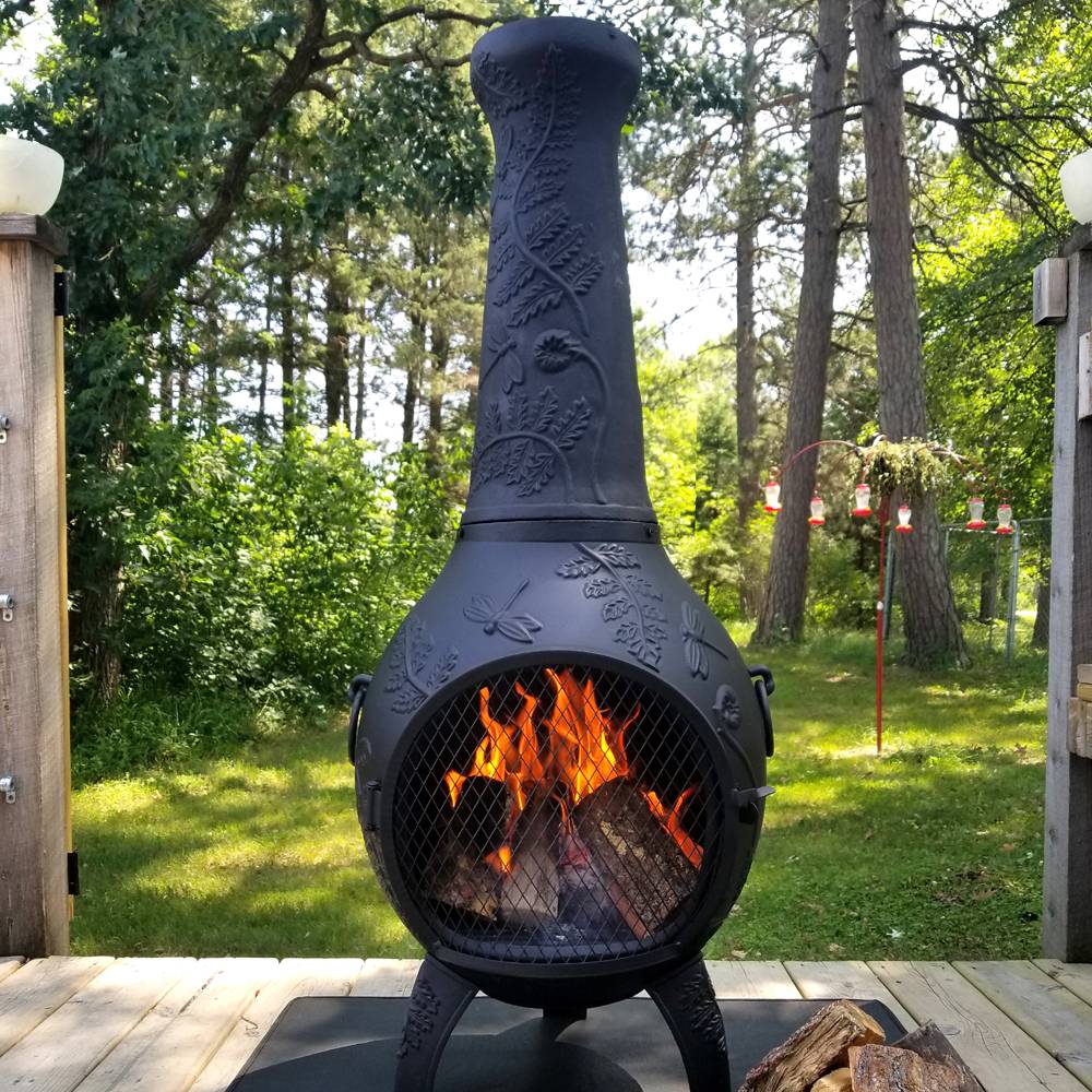 The Dragonfly Chiminea Relax with a Blue Rooster Chiminea