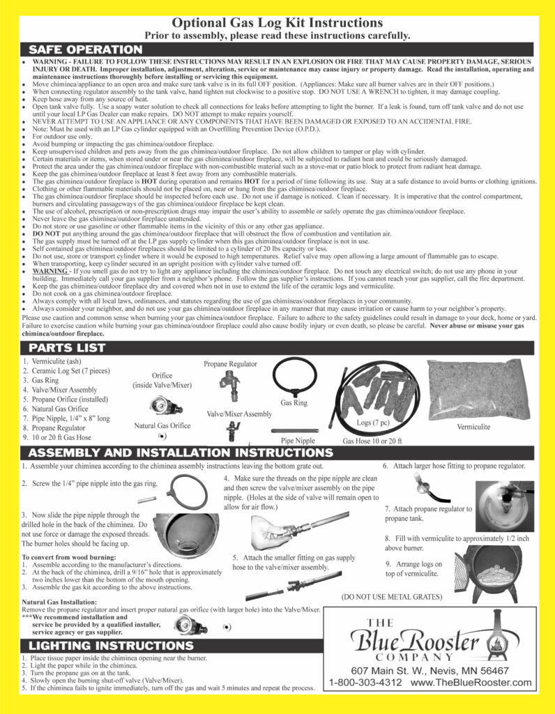 chiminea owners manual
