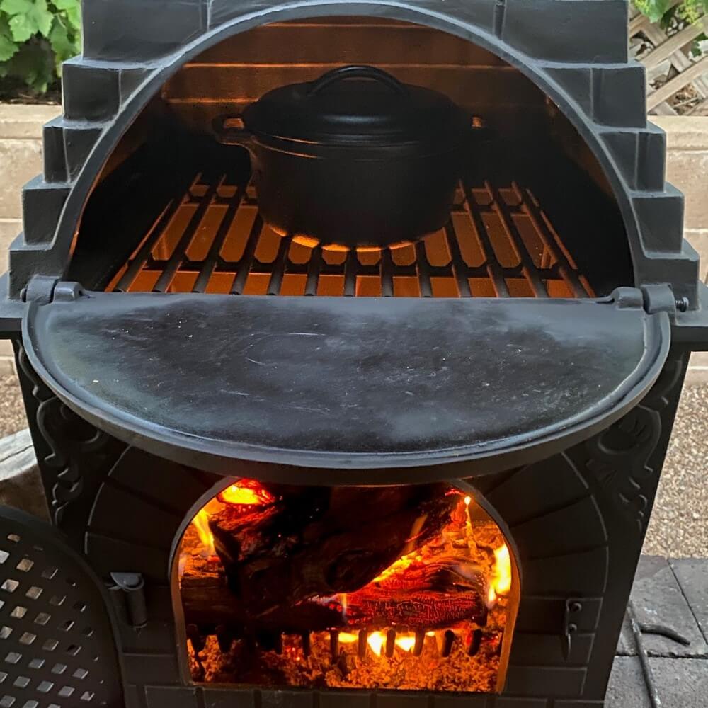 Grill clearance for chiminea