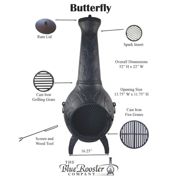butterfly chiminea firepit outdoor fireplace