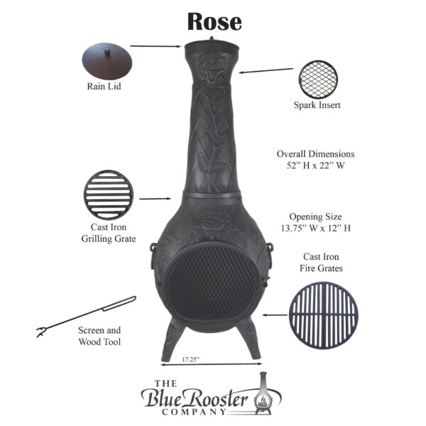 rose chiminea firepit outdoor fireplace